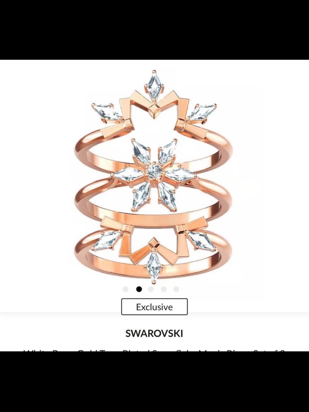 Swarovski Rose Gold Snowflake Stacking Ring with Clear Crystals
